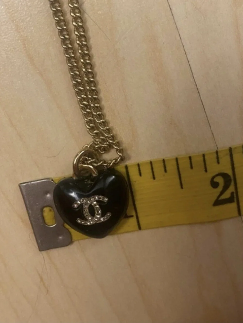 CHANEL Black Heart Pendant Necklace